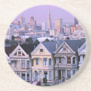 San Francisco, Californië. Uitzicht van het Victo Zandsteen Onderzetter