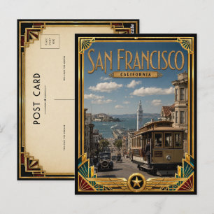 San Francisco Californië Vintage Art Deco Goud Briefkaart