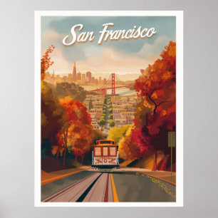 San Francisco, Californië Vintage reizen Poster