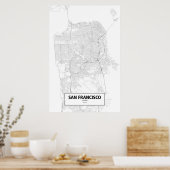 San Francisco, Californië (zwart op wit) Poster (Keuken)