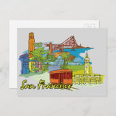 San Francisco, Californische beroemde stad Briefkaart (Voorkant / Achterkant)