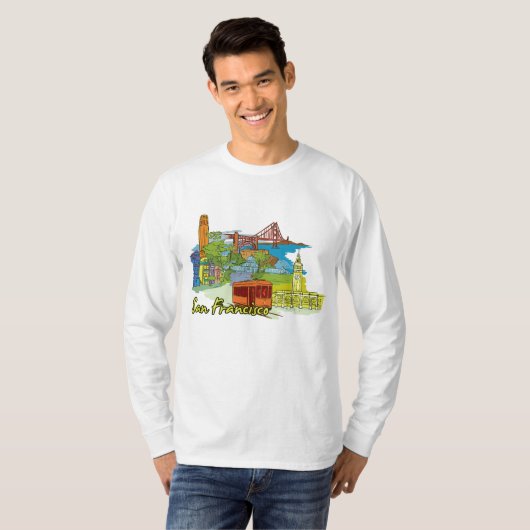 San Francisco, Californische beroemde stad T-shirt (Voorkant volledig)