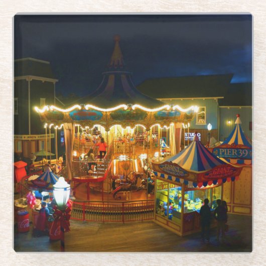 San Francisco Carousel Pier 39 #2 Glass Onderzette Glazen Onderzetter (Voorkant)
