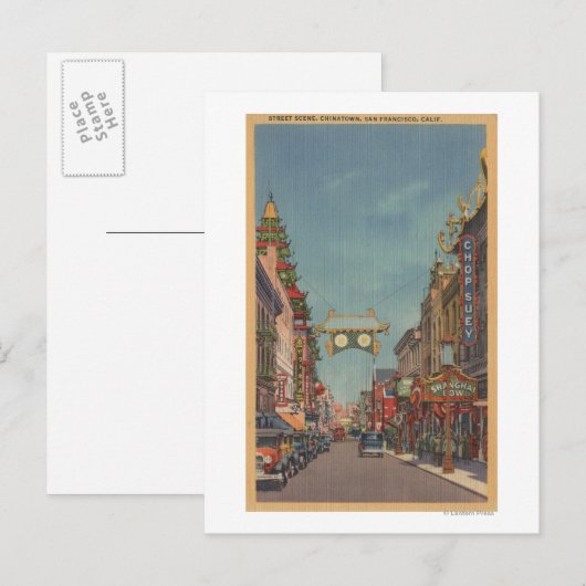 San Francisco, CAS-treetscène uit Chinatown Briefkaart (Voorkant / Achterkant)