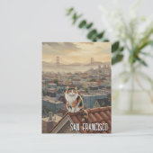 San Francisco Cat on rooftop Briefkaart (Staand voorkant)