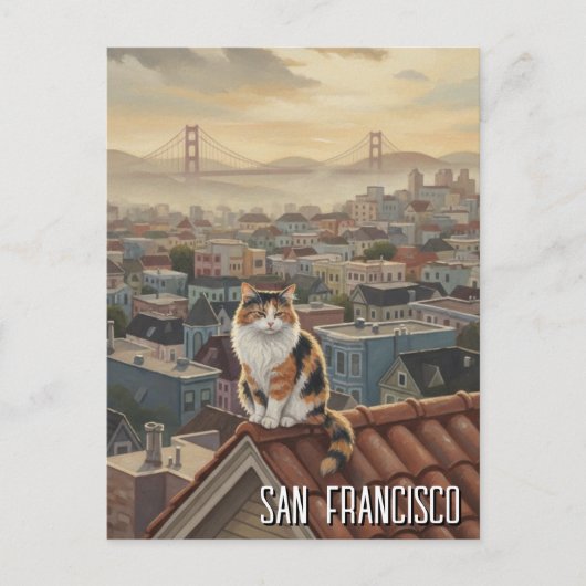 San Francisco Cat on rooftop Briefkaart (Voorkant)