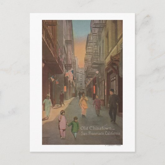 San Francisco, CAView of Old Chinatown Street Briefkaart (Voorkant)