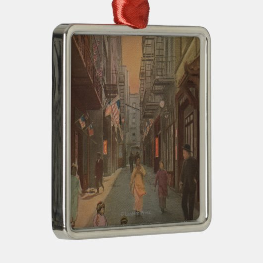 San Francisco, CAView of Old Chinatown Street Metalen Ornament (Rechts)