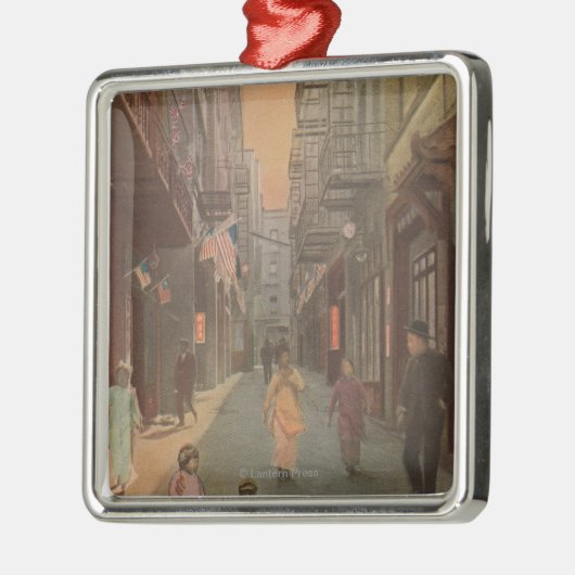 San Francisco, CAView of Old Chinatown Street Metalen Ornament (Links)