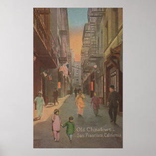 San Francisco, CAView of Old Chinatown Street Poster