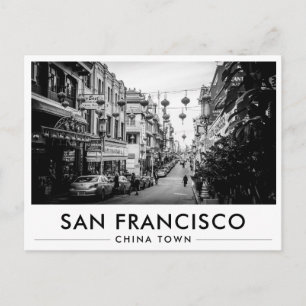 San Francisco China Town zwart-wit foto Briefkaart
