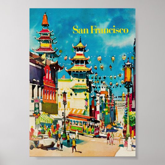 San Francisco Chinatown California Vintage Travel Poster (Voorkant)