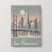 San Francisco Christmas Kaart | Golden Gate Bridge Button (Voorkant)
