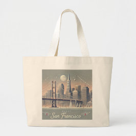 San Francisco Christmas Kaart | Golden Gate Bridge Grote Tote Bag