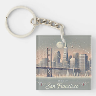 San Francisco Christmas Kaart   Golden Gate Bridge Sleutelhanger