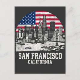 San Francisco City California American Flag Briefkaart