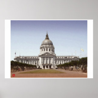 San Francisco City Hall Digital-Waterverf Poster