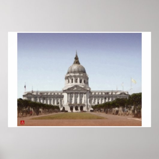 San Francisco City Hall Digital-Waterverf Poster (Voorkant)