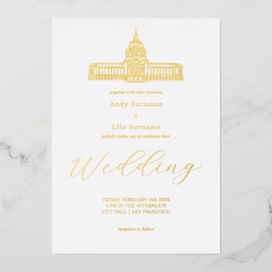 San Francisco City Hall Folie Uitnodiging (Voorkant)