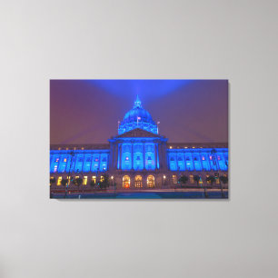 San Francisco City Hall in blauw licht Canvas Afdruk