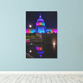 San Francisco City Hall in regenbooglicht Canvas Afdruk (Insitu (Houten vloer))