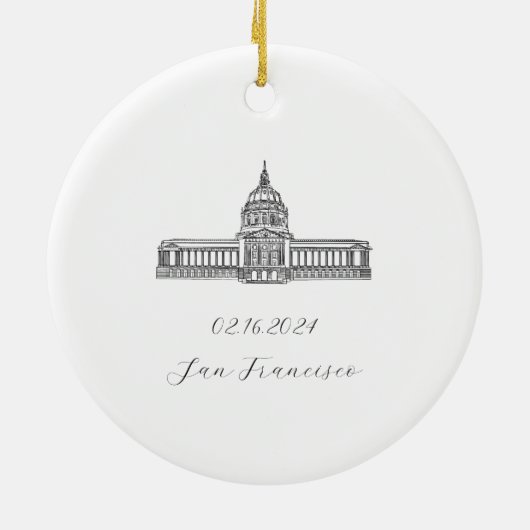 San Francisco City Hall Keramisch Ornament (Achterkant)