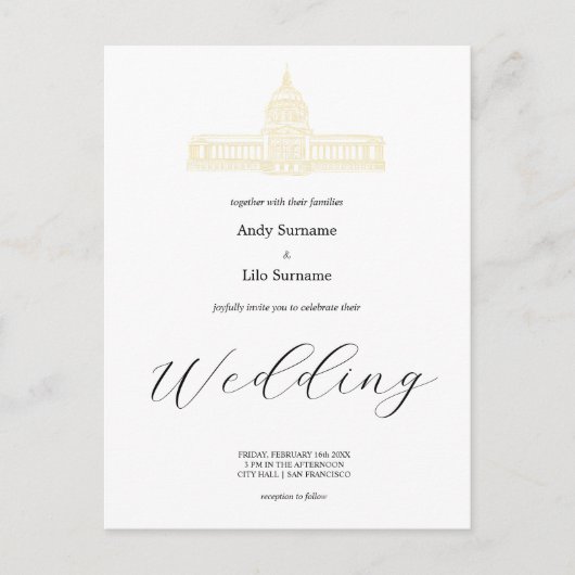 San Francisco City Hall Trouw Postkaart (Voorkant)