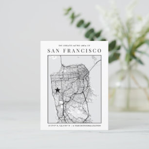 San Francisco City Map + Locatiemarker Briefkaart