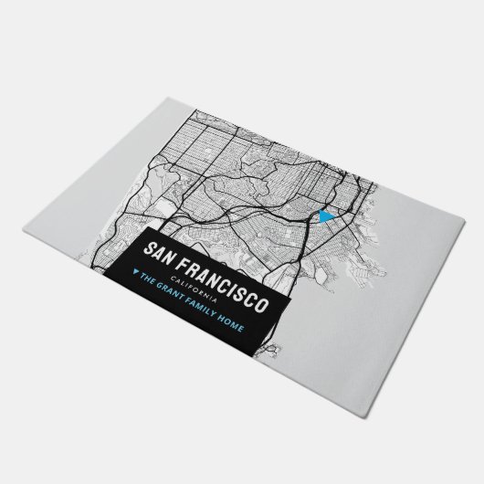 San Francisco City Map + Mark Your Location Deurmat (Schuin)