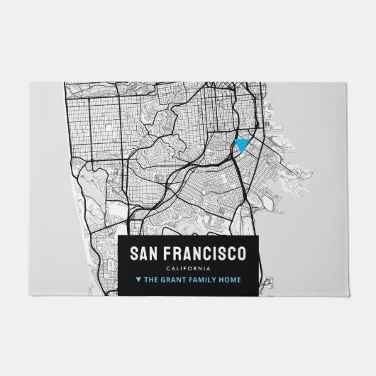 San Francisco City Map + Mark Your Location Deurmat (Voorkant)