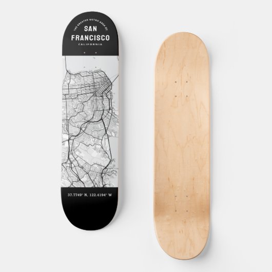 San Francisco City Map Persoonlijk Skateboard (Voorkant)
