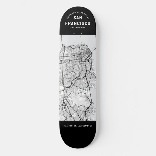 San Francisco City Map Persoonlijk Skateboard (Voorkant)
