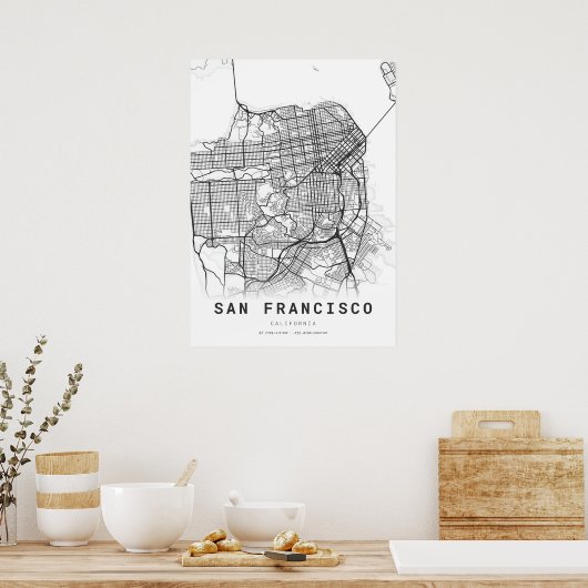 San Francisco City Map Poster (Keuken)
