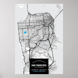 San Francisco City Map + Uw Locatie Poster