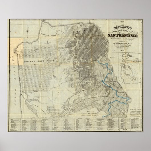 San Francisco City Map van Bancroft Poster (Voorkant)