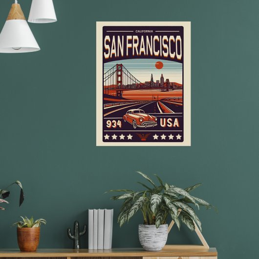 San Francisco City oldtimer, Californië Poster (Woonkamer 1)