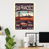 San Francisco City oldtimer, Californië Poster (Thuiskantoor)