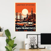 San Francisco City oldtimer, Californië Poster (Thuiskantoor)