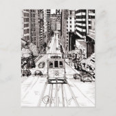 San Francisco City Pen en Inkt Drawing Briefkaart (Voorkant)