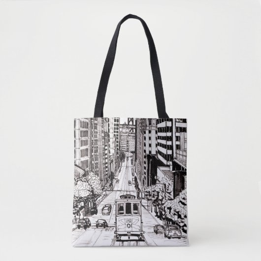 San Francisco City Pen en Inkt Drawing Tote Bag (Voorkant)