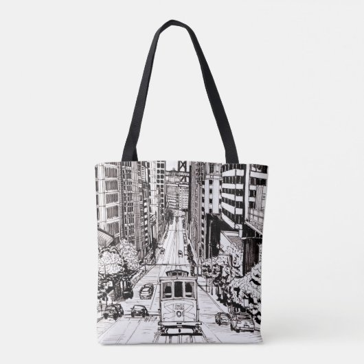 San Francisco City Pen en Inkt Drawing Tote Bag (Achterkant)