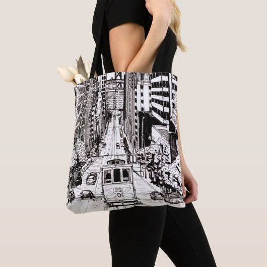 San Francisco City Pen en Inkt Drawing Tote Bag (Dichtbij)
