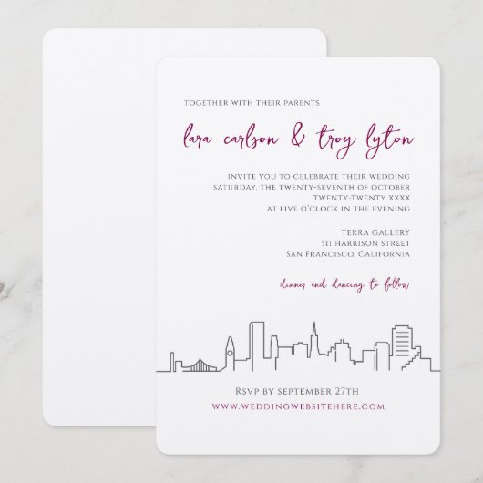 San Francisco City Skyline bruiloft uitnodiging (Voorkant / Achterkant)