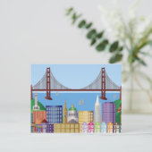 San Francisco City Skyline Drawing Illustratie Po Briefkaart (Staand voorkant)