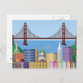 San Francisco City Skyline Drawing Illustratie Po Briefkaart (Voorkant / Achterkant)
