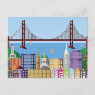 San Francisco City Skyline Drawing Illustratie Po Briefkaart