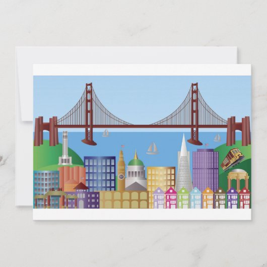 San Francisco City Skyline Drawing Uitnodiging (Voorkant)
