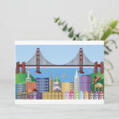 San Francisco City Skyline Drawing Uitnodiging (Staand voorkant)