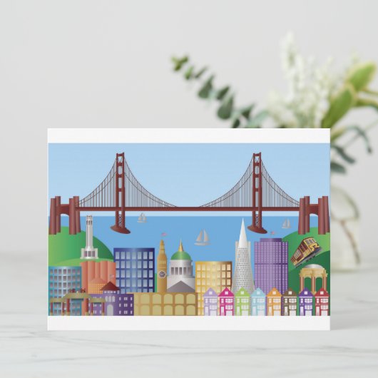 San Francisco City Skyline Drawing Uitnodiging (Staand voorkant)