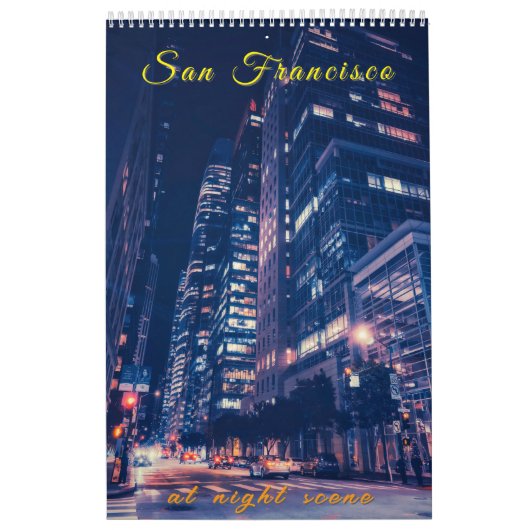 San Francisco CityScape bij Night Scene Kalender (Hoes)